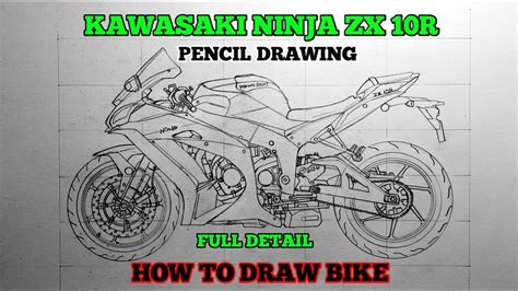 Kawasaki ninja zx 10r drawing | How to draw bike | uk07 rider @uk07rider - YouTube