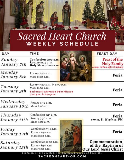 Mass Schedule – Sacred Heart Roman Catholic Church