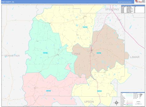 Pike County, GA Wall Map Color Cast Style by MarketMAPS - MapSales.com