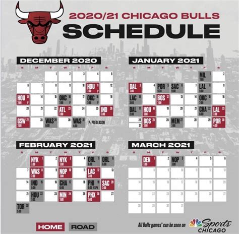 2020/21 Chicago Bulls Schedule (Part 1) : r/chicagobulls