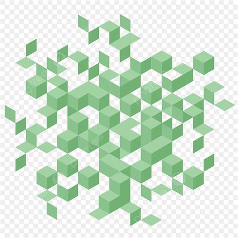 Geometric Square Vector PNG Images, Geometric Green Square, Stereoscopic, Geometric, Green PNG ...