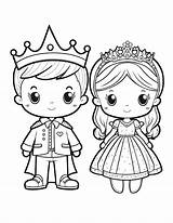 Little Prince And Princess Coloring Page Download Printable PDF  sketch template