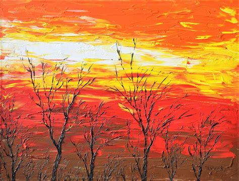 Red landscape Painting by Daniel Urbaník | Saatchi Art