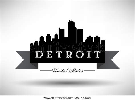 Vector Detroit Skyline Design Stock Vector (Royalty Free) 351678809