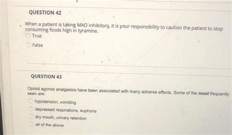 Solved When a patient is taking MAO inhibitors, it is your | Chegg.com