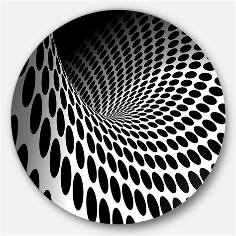 Designart 'Waves and Circles Black n’ White' Abstract Circle Metal Wall ...