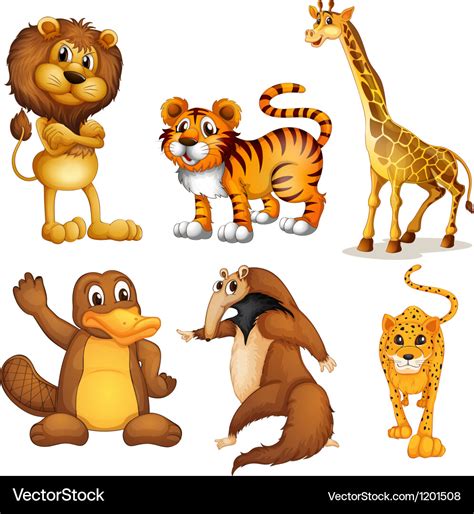 Different kinds of land animals Royalty Free Vector Image