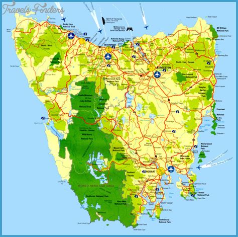 Tasmania Map Tourist Attractions - TravelsFinders.Com