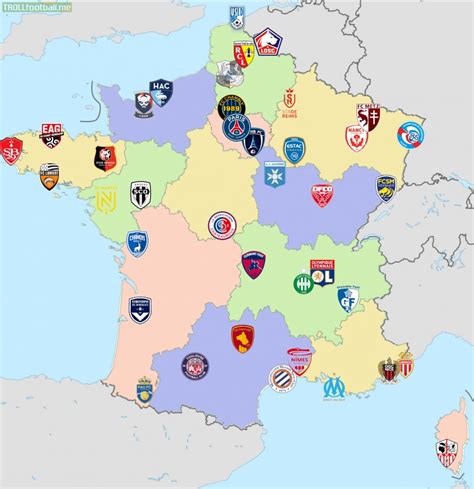 I made a map with all the teams from Ligue 1 and 2 for the 20/21 season ...