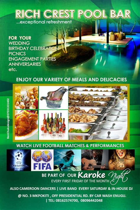 ADVERT DESIGN FOR RICH CREST HOTELS POOL BAR. Designed by BenChuks ...