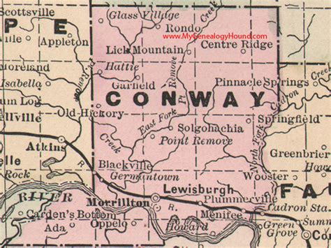 Conway County, Arkansas 1889 Map