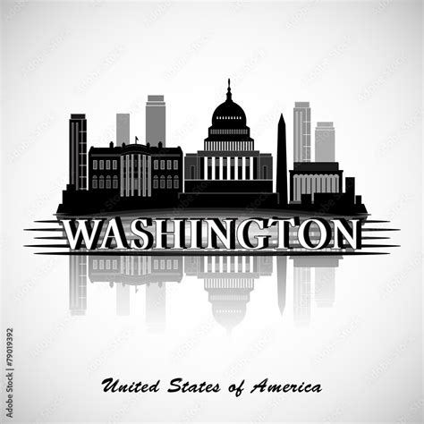 Washington DC Skyline Design. Vector silhouette Stock Vector | Adobe Stock