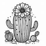 Realistic Cactus Coloring Page Flower And Line Drawings Free  sketch template