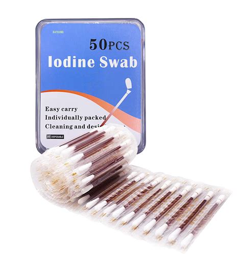 50 Disposable Iodophor Swabs Outdoor Supplies Medical Cotton Swabs ...