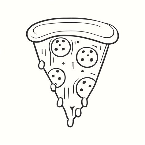 Premium Vector | Slice of pizza hand drawn illustration with melting cheese and salad