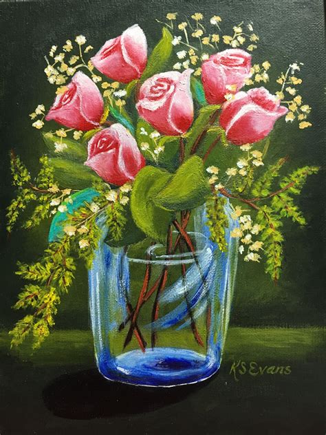 Flower Vase Painting On Canvas - Beautiful Insanity