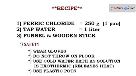 FERRIC CHLORIDE PREPARATION VIDEO 06 ~ Creative Projects