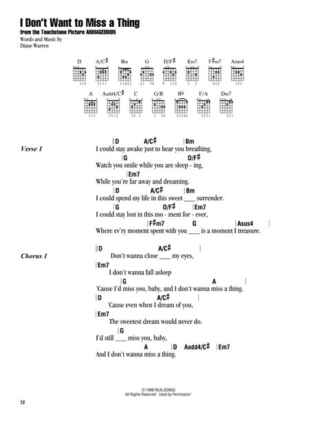 I Don't Want To Miss A Thing by Aerosmith - Guitar Chords/Lyrics - Guitar Instructor