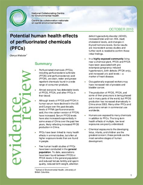 (PDF) Potential human health effects of perfluorinated chemicals (PFCs)