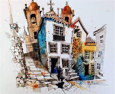 Urban Sketches Colorfully Painted | Watercolor architecture, Urban sketching, Urban art