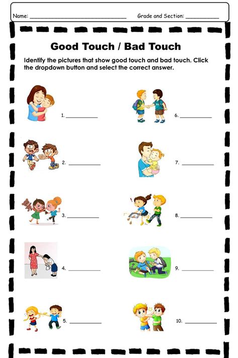 Good Touch and Bad Touch Activity - Worksheets Library