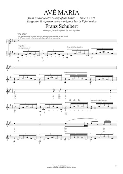 Ave Maria Tab by Franz Schubert (Guitar Pro) - Guitar & Vocals | mySongBook