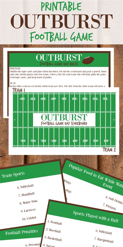 The Life of Jennifer Dawn: Printable OUTBURST Game for Football Fans