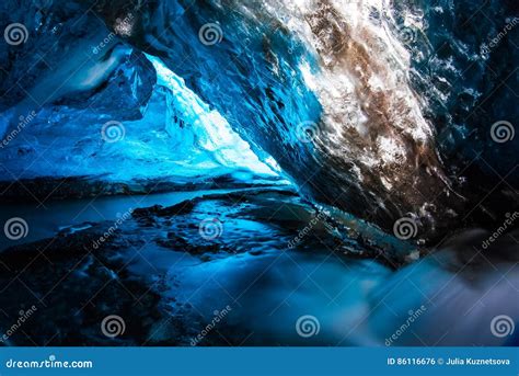 Blue ice cave in Iceland stock photo. Image of underground - 86116676