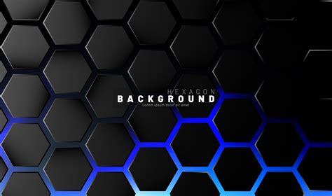 Abstract black hexagon pattern on blue neon background 676200 Vector ...