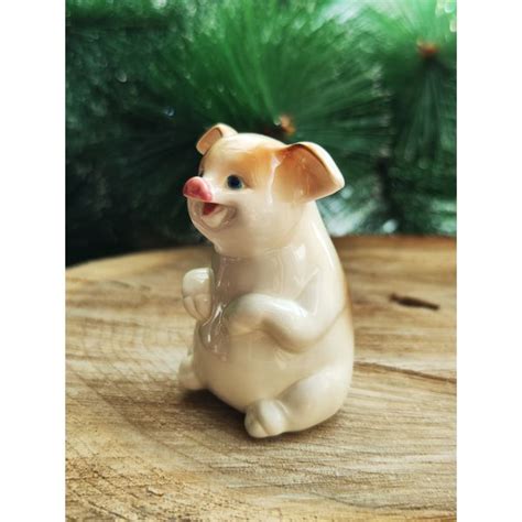 figurine funny pig porcelain, statuette, pig statue - Inspire Uplift