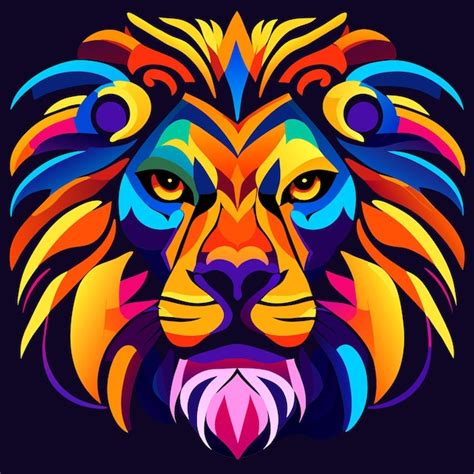 Premium Vector | Vector lion in colorful style