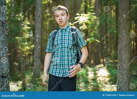 Teenager Boy Walking in the Forest Alone in the Summer Day Stock Photo - Image of countryside ...