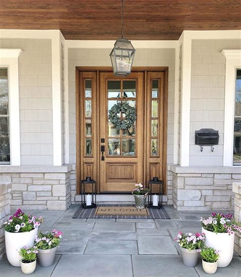 Natural Wood Front Door Ties Together Modern Farmhouse Style | Pella