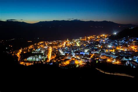 Cityscape of the Blue City Chefchaouen by Night Stock Photo - Image of city, nature: 248134320