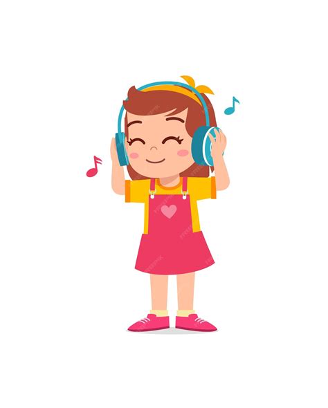 Girl Listening To Music Cartoon