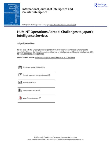 HUMINT Operations Abroad Challenges To Japan S Intelligence Services | PDF