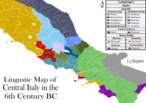 Linguistic Map of Central Italy in the 6th Century... - Maps on the Web