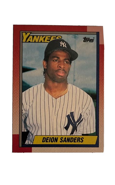 1990 Topps Deion Sanders RC New York Yankees 61 Rookie Baseball Card ...