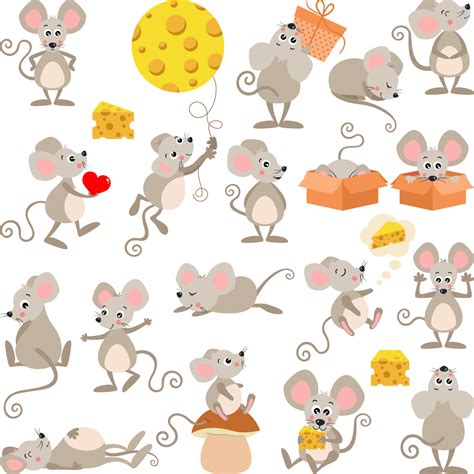 Set of digital elements with cute mouse 14745540 Vector Art at Vecteezy