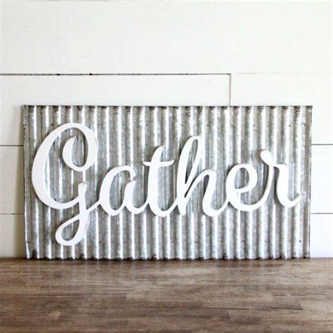 Embossed Corrugated Metal Gather Sign | Rustic metal decor, Metal decor ...