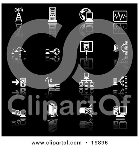 Clipart Illustration of a Collection Of Black And White Network Icons ...