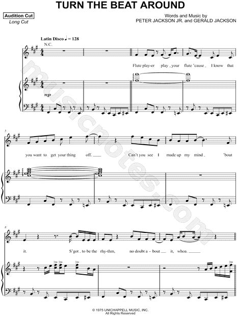 Gloria Estefan "Turn the Beat Around" Sheet Music in A Major (transposable) - Download & Print ...