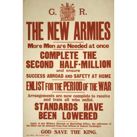 World War 1. British Recruiting Poster Issued By The War Office In October 1914. Britain Relied ...