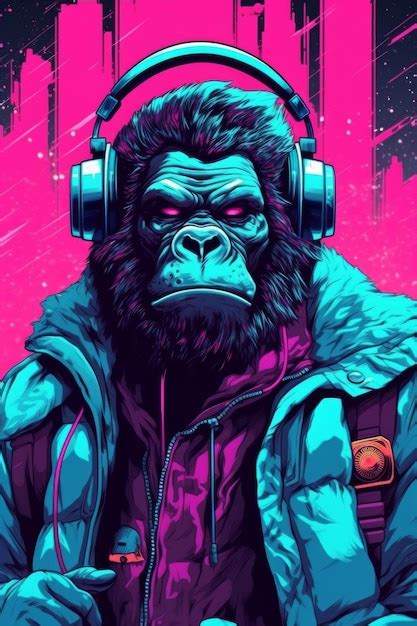 Premium AI Image | A monkey with headphones on