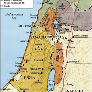 Map of Roman Palestine during the First Century A.D. Galilee, shown in ...