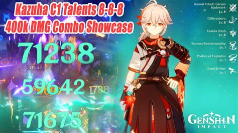 Kazuha C1 Talents 8-8-8 DPS 400k DMG Combo Showcase Gameplay - Genshin Impact - YouTube