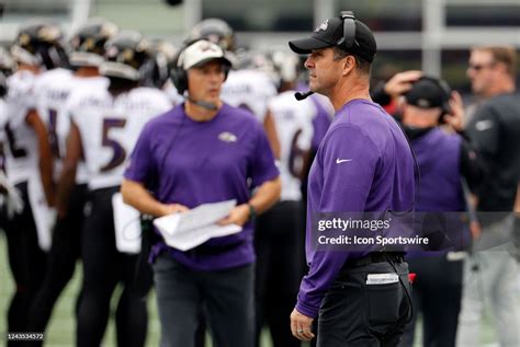 Baltimore Ravens head coach John Harbaugh during a game between the ...