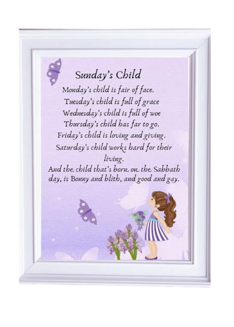 5x7, Nursery Art, Wall Art, Digital Art, Sundays Child Poem, Happy Thoughts Beautiful Girl ...