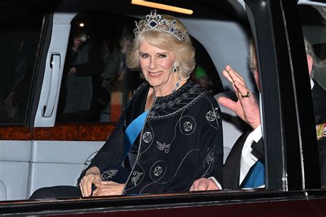 Queen Camilla Wears Queen Elizabeth's Sapphire Tiara for Second Time