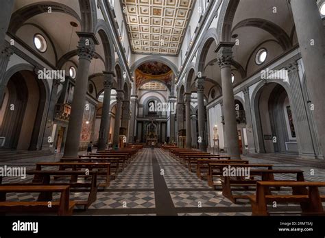 Interior of the Renaissance church of the Basilica di San Lorenzo ((Basilica of St. Lawrence ...